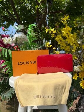 Louis Vuitton Red Patent Monogram Zip-Around Wallet